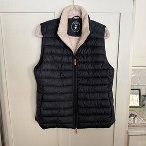 SAVE THE DUCK Black Faux Fur Lined Vest